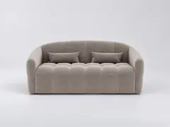 Canapé Nora Maisons du Monde, 4 places droit convertible, velours, coloris taupe