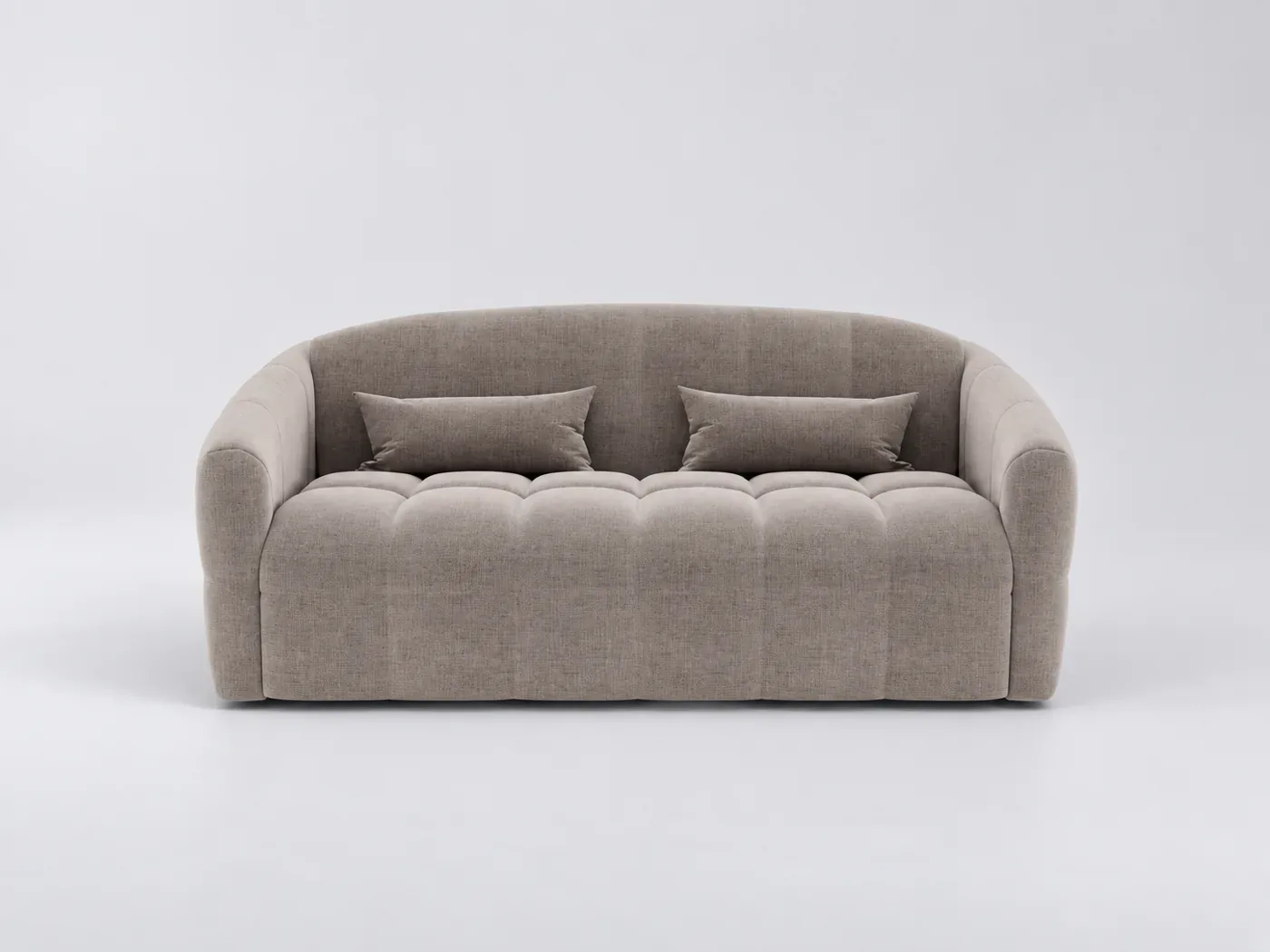 Canapé Nora Maisons du Monde, 4 places droit convertible, velours, coloris taupe
