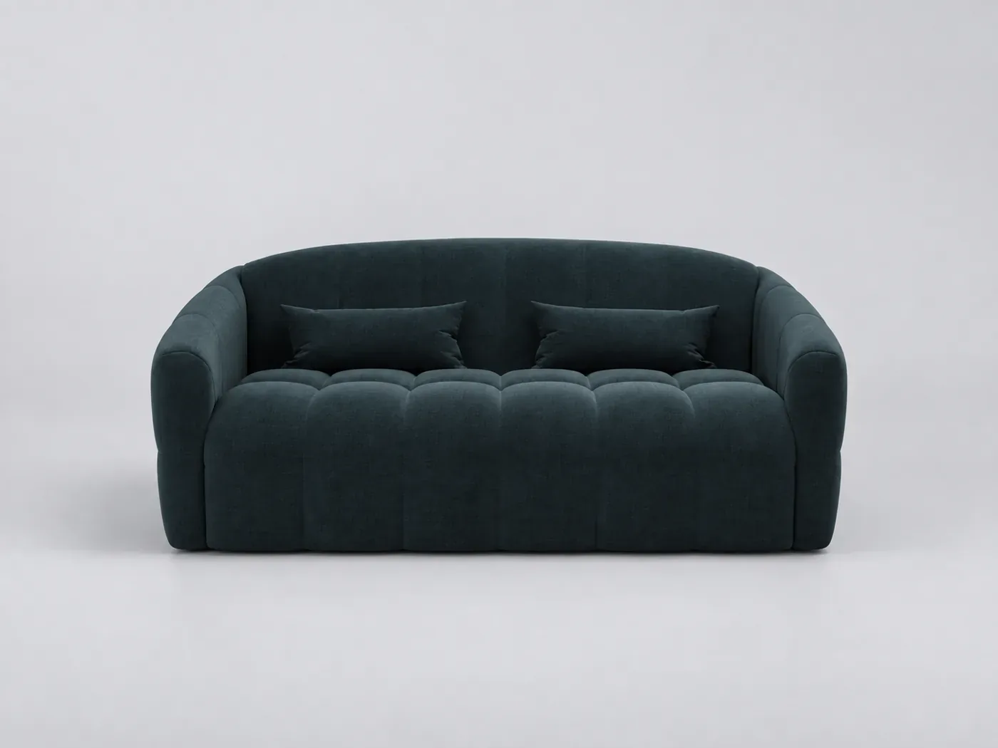 Canapé Nora Maisons du Monde, 3 places droit convertible, velours, coloris bleu paon