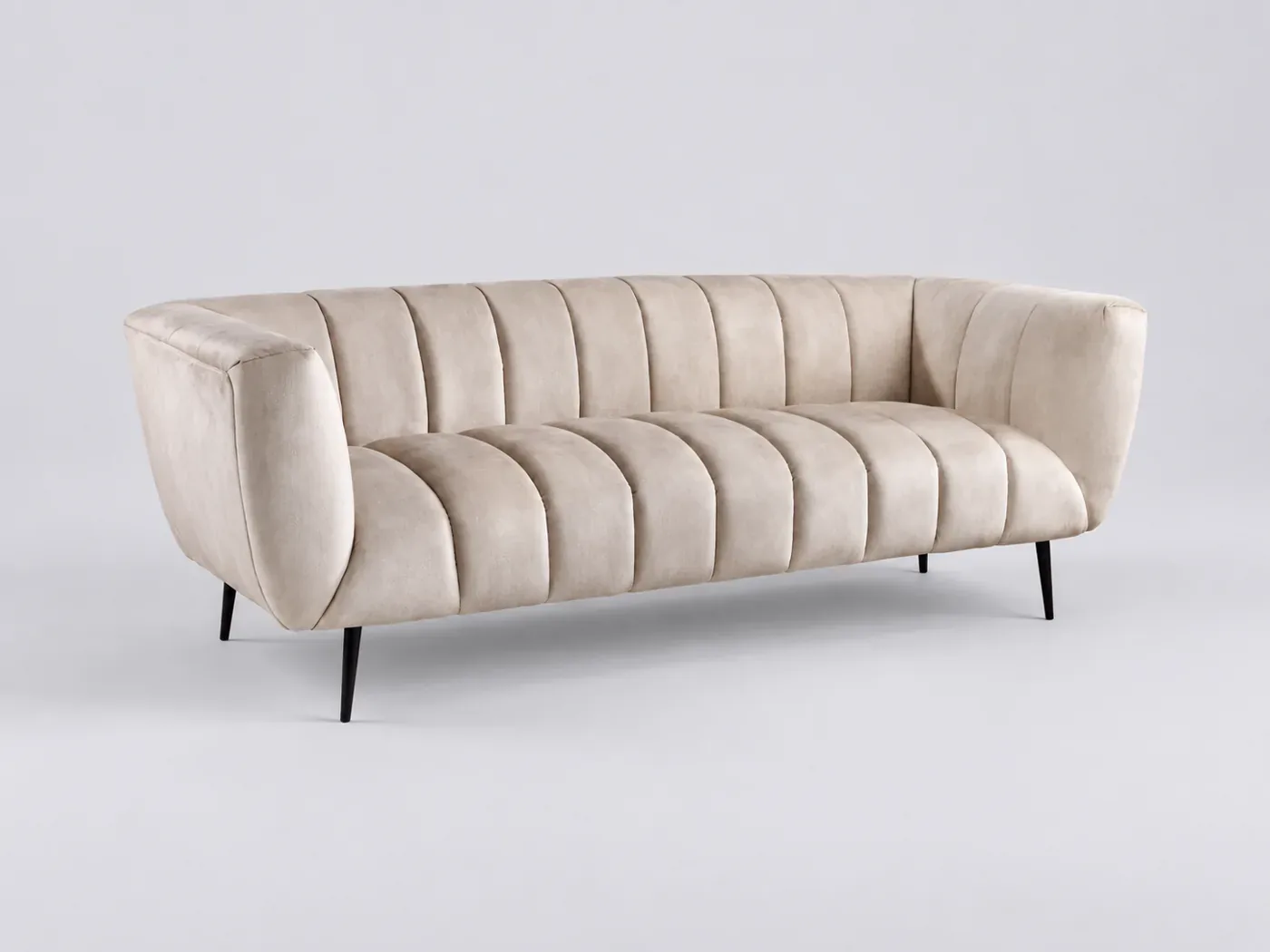 Canapé Nora Maisons du Monde, 3 places droit fixe, tissu, coloris champagne