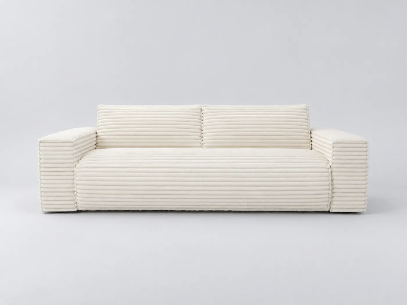 Canapé Joan Maisons du Monde, 3 places droit convertible, velours côtelé, coloris crème