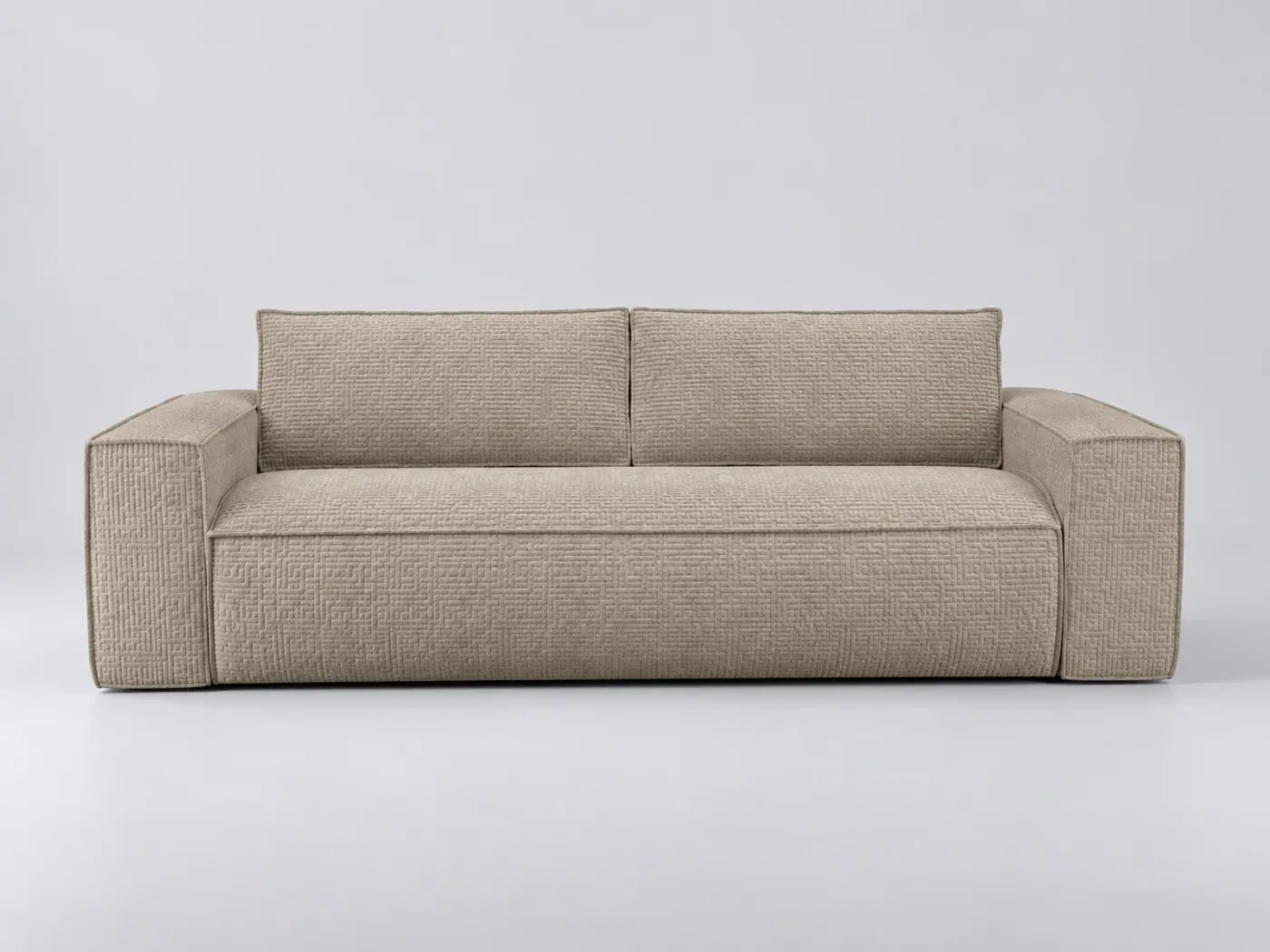 Canapé Joan Maisons du Monde, 4 places droit convertible, velours, coloris beige