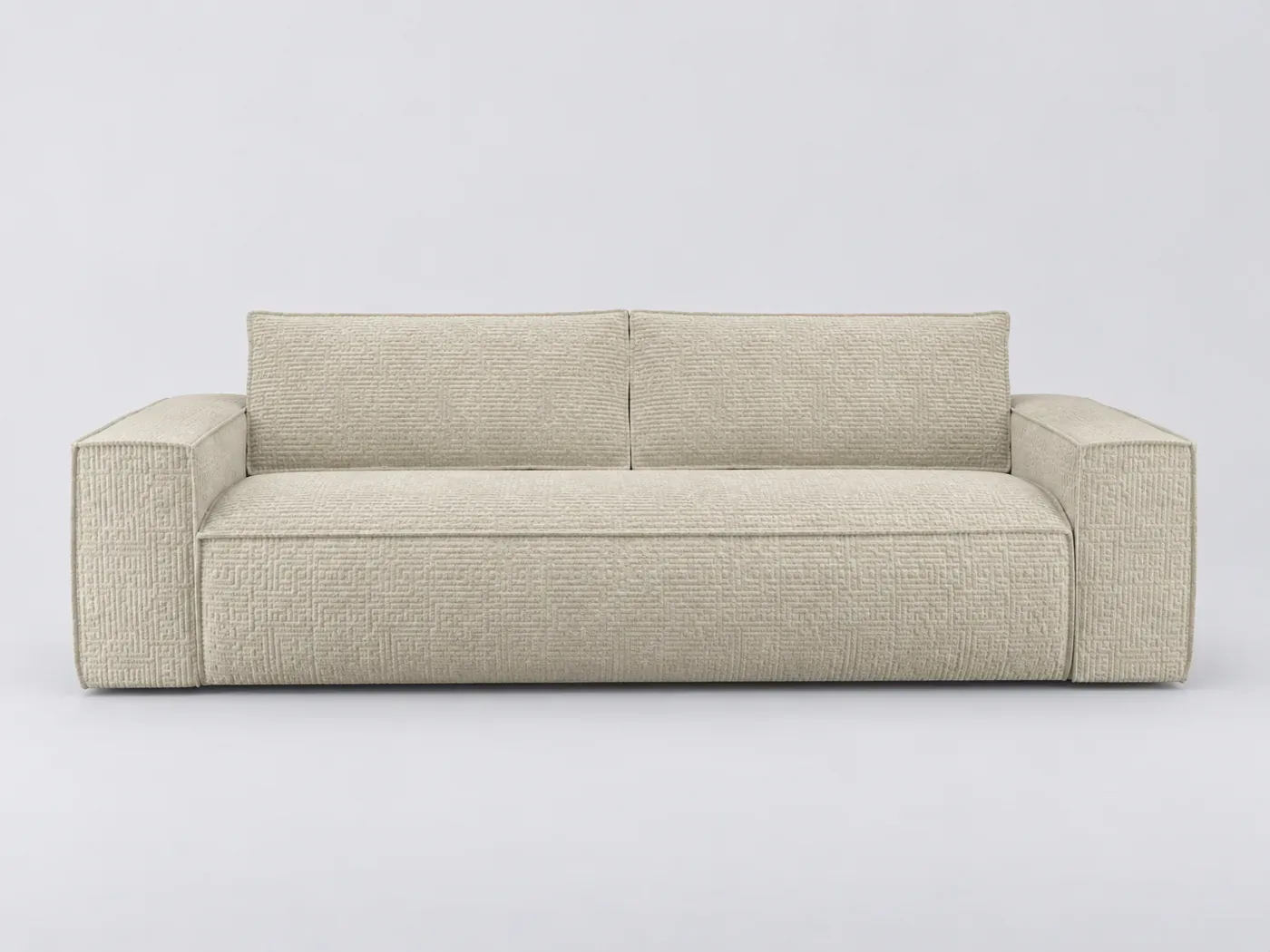 Canapé Joan Maisons du Monde, 3 places droit convertible, velours, coloris crème