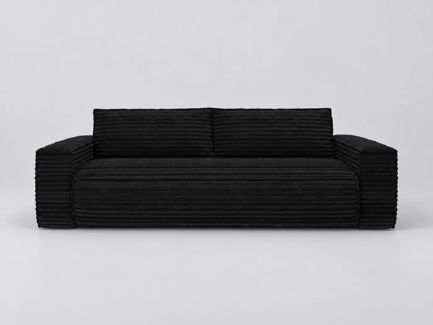 Canapé Joan Maisons du Monde, 3 places droit convertible, velours, coloris noir