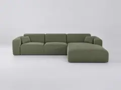 Canapé Myra Maisons du Monde, 5 places d'angle convertible, tissu, coloris vert olive