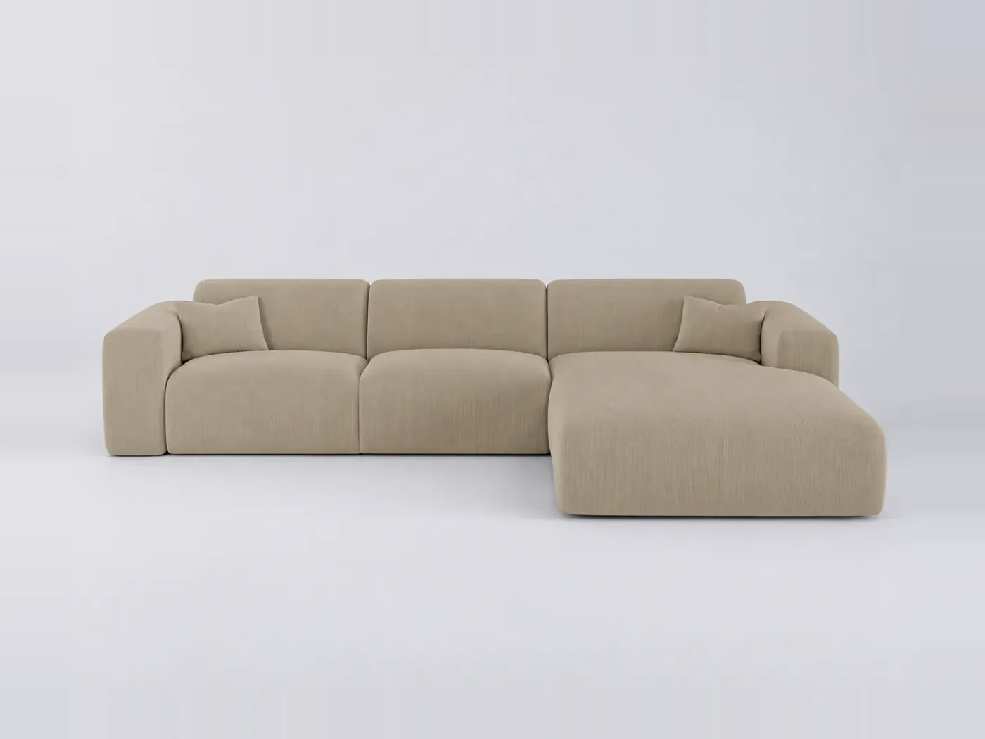 Canapé Myra Maisons du Monde, 5 places d'angle convertible, velours côtelé, coloris beige