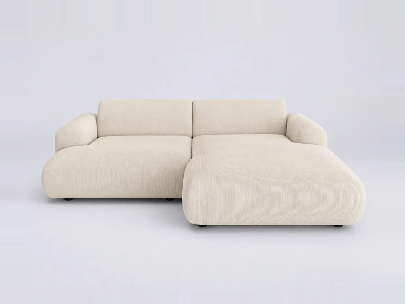 Canapé Myra Maisons du Monde, 4 places d'angle fixe, velours côtelé, coloris creme