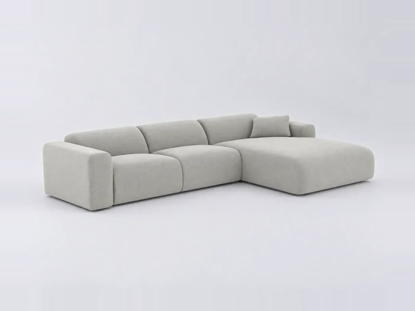 Canapé Myra Maisons du Monde, 5 places d'angle fixe, tissu, coloris gris clair