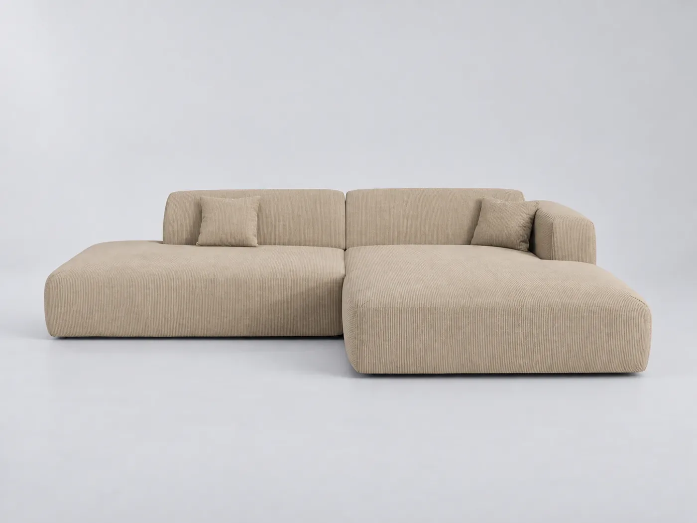 Canapé Myra Maisons du Monde, 5 places d'angle fixe, velours côtelé, coloris beige