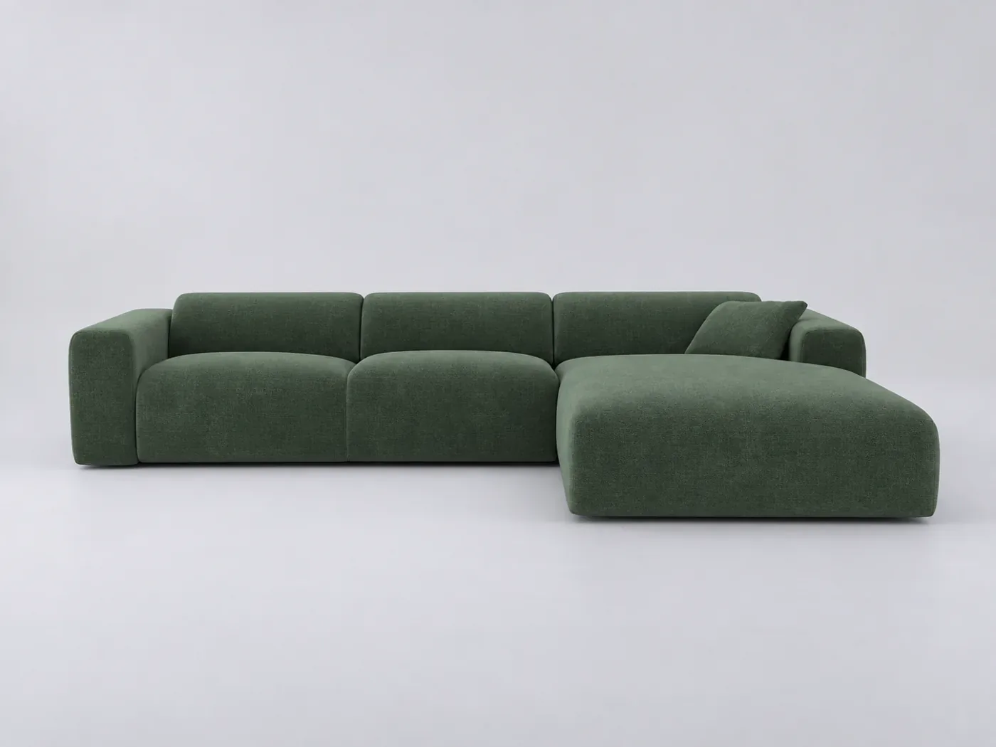 Canapé Myra Maisons du Monde, 5 places d'angle fixe, velours, coloris vert sapin