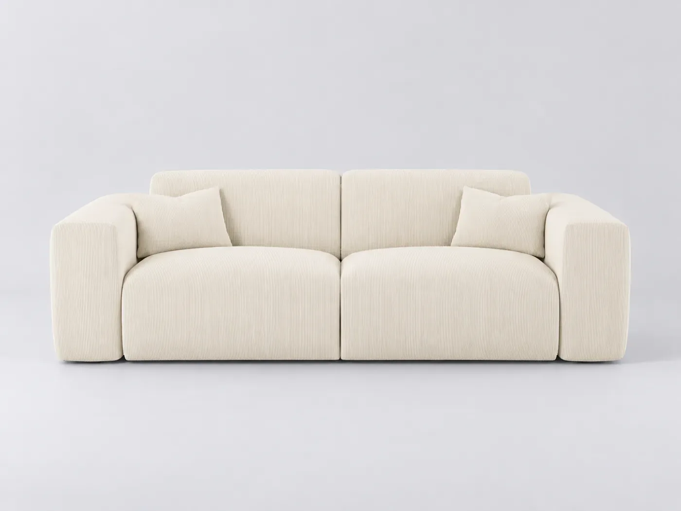 Canapé Myra Maisons du Monde, 3 places droit convertible, velours côtelé, coloris crème