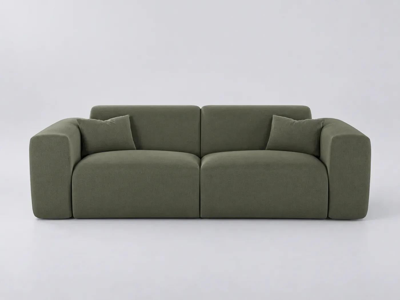 Canapé Myra Sia Home, 4 places droit convertible, tissu, coloris vert olive