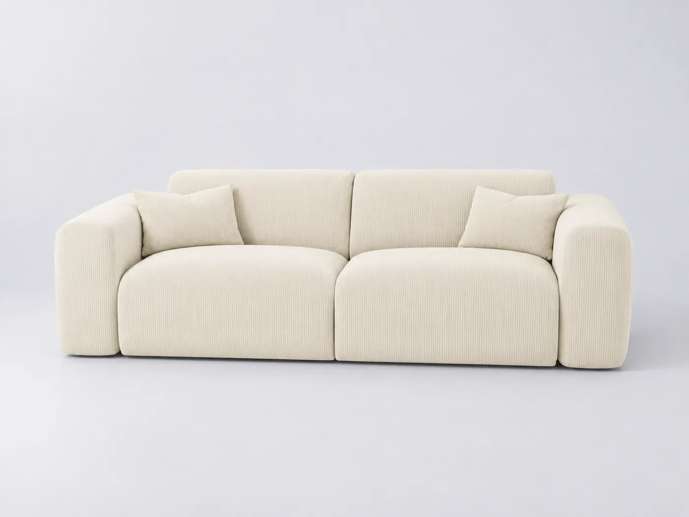 Canapé Myra Maisons du Monde, 4 places droit convertible, velours côtelé, coloris crème