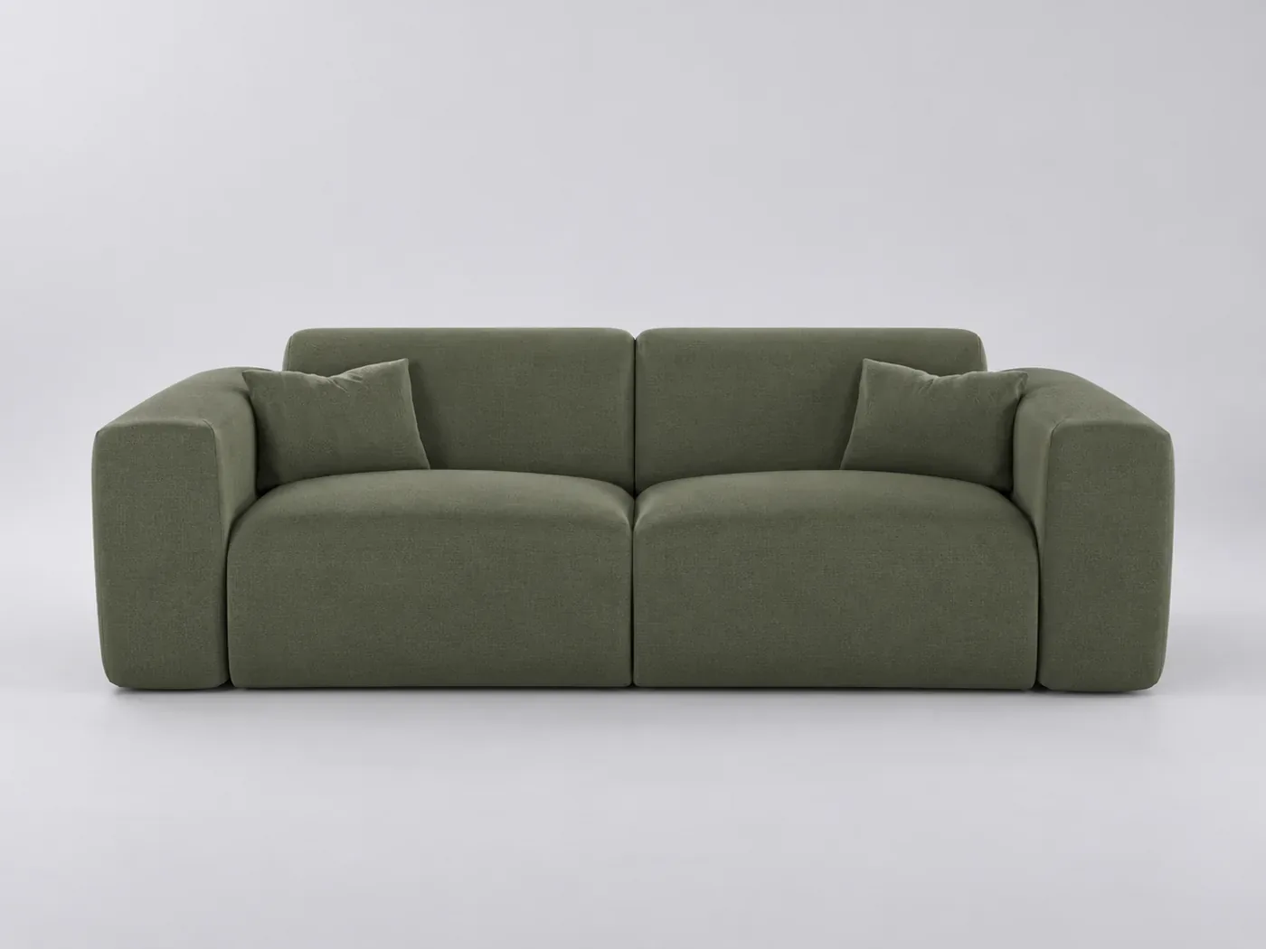 Canapé Myra Sia Home, 4 places droit convertible, tissu, coloris vert olive