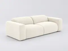 Canapé Myra Maisons du Monde, 3 places droit fixe, tissu, coloris bouclette creme