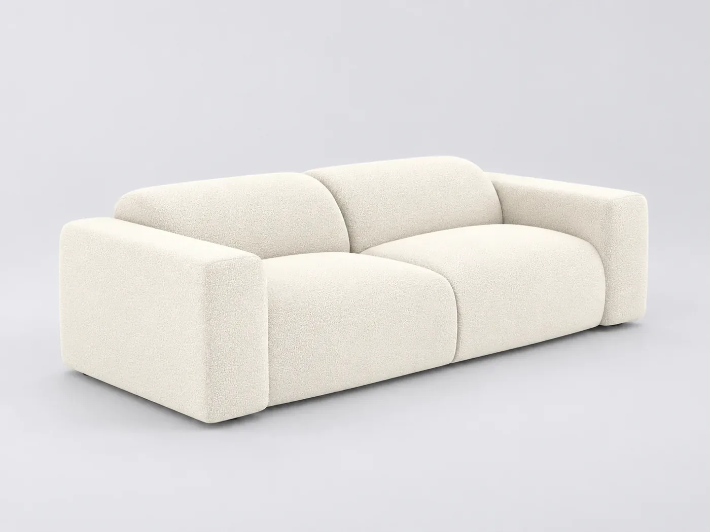 Canapé Myra Maisons du Monde, 3 places droit fixe, tissu, coloris bouclette creme