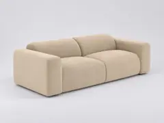 Canapé Myra Maisons du Monde, 3 places droit fixe, velours côtelé, coloris beige