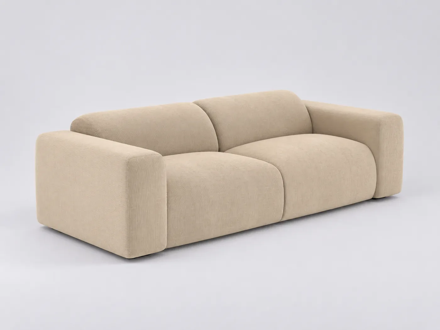 Canapé Myra Maisons du Monde, 3 places droit fixe, velours côtelé, coloris beige