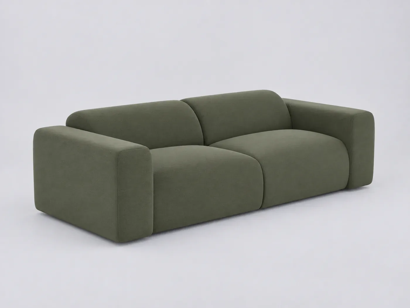 Canapé Myra Maisons du Monde, 4 places droit fixe, tissu, coloris vert olive