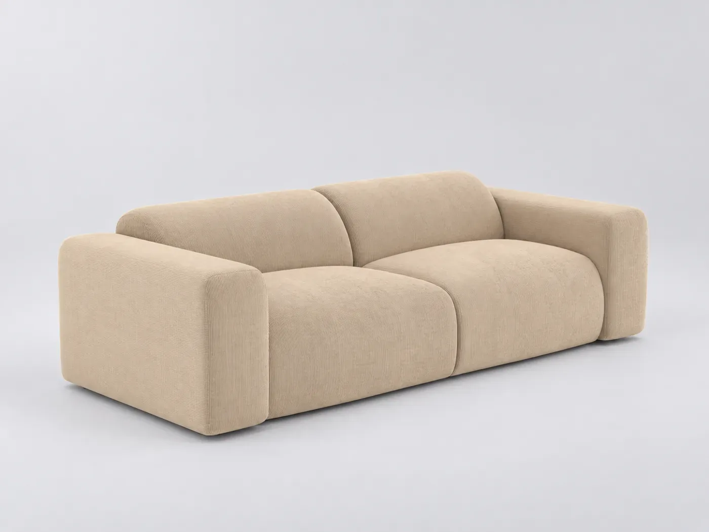 Canapé Myra Maisons du Monde, 4 places droit fixe, velours côtelé, coloris beige