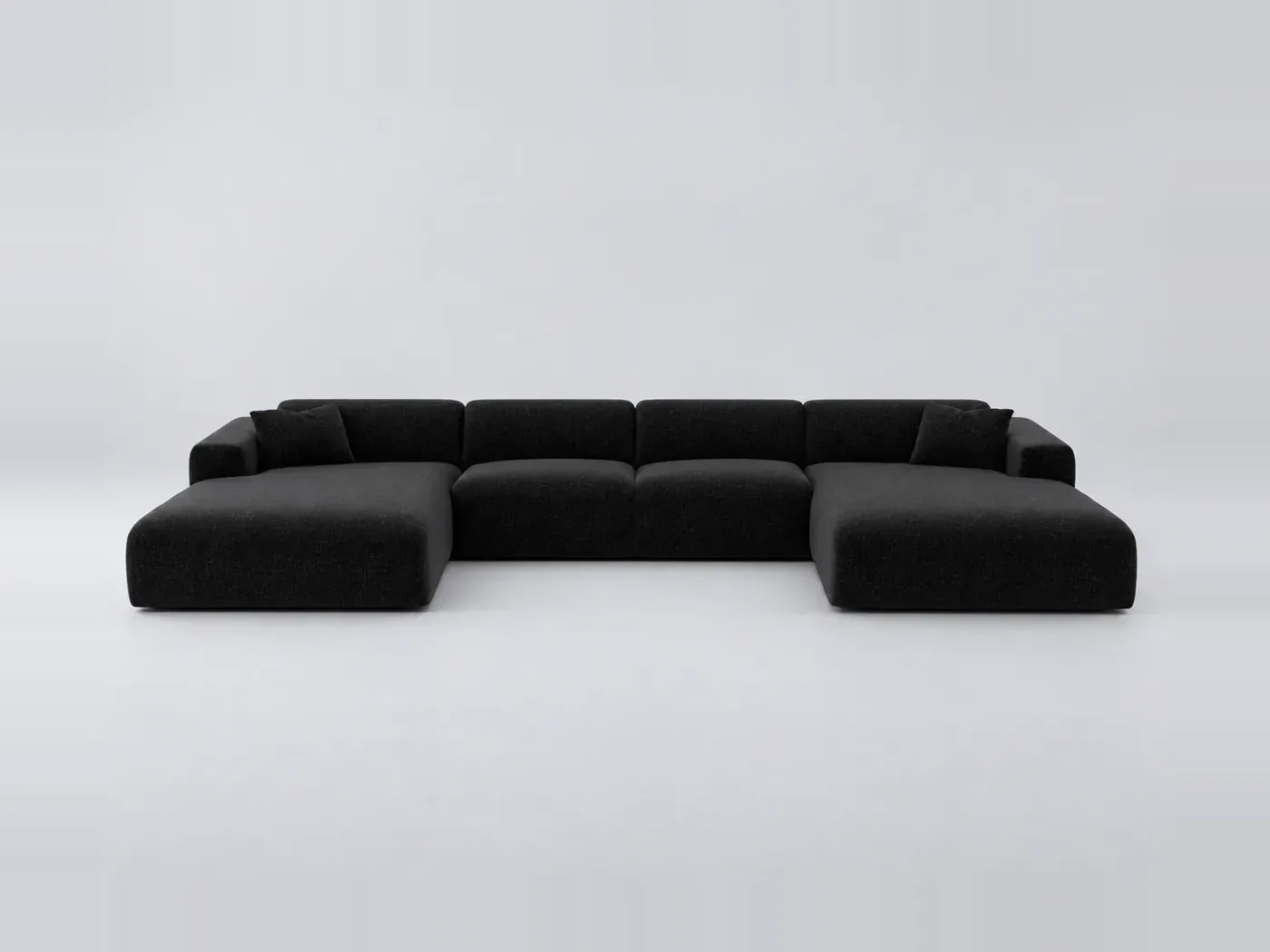 Canapé Myra Maisons du Monde, 7 places panoramique fixe, velours, coloris anthracite foncé