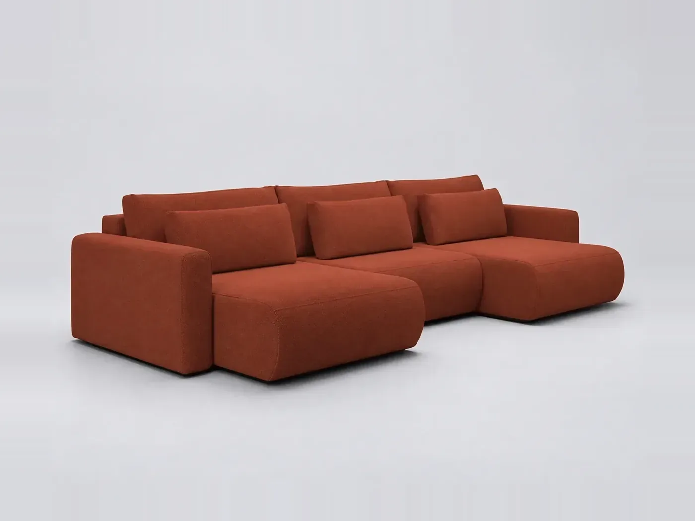 Canapé Evy Maisons du Monde, 4 places droit convertible, coloris orange