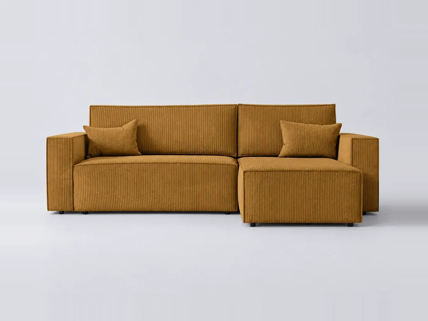 Canapé Clarisse Maisons du Monde, 3 places d'angle convertible, velours côtelé, coloris jaune