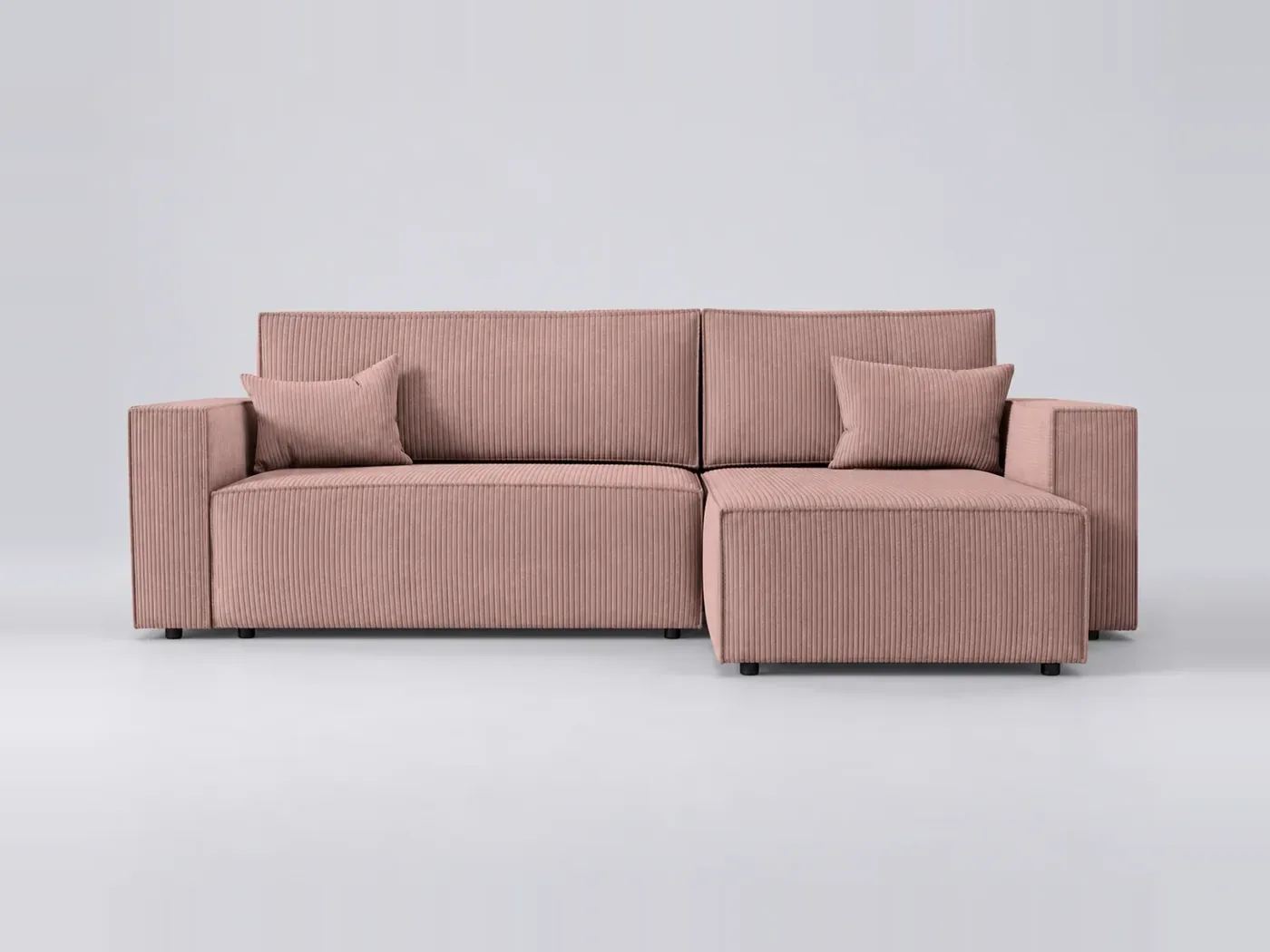 Canapé Clarisse Maisons du Monde, 3 places d'angle convertible, velours côtelé, coloris rose
