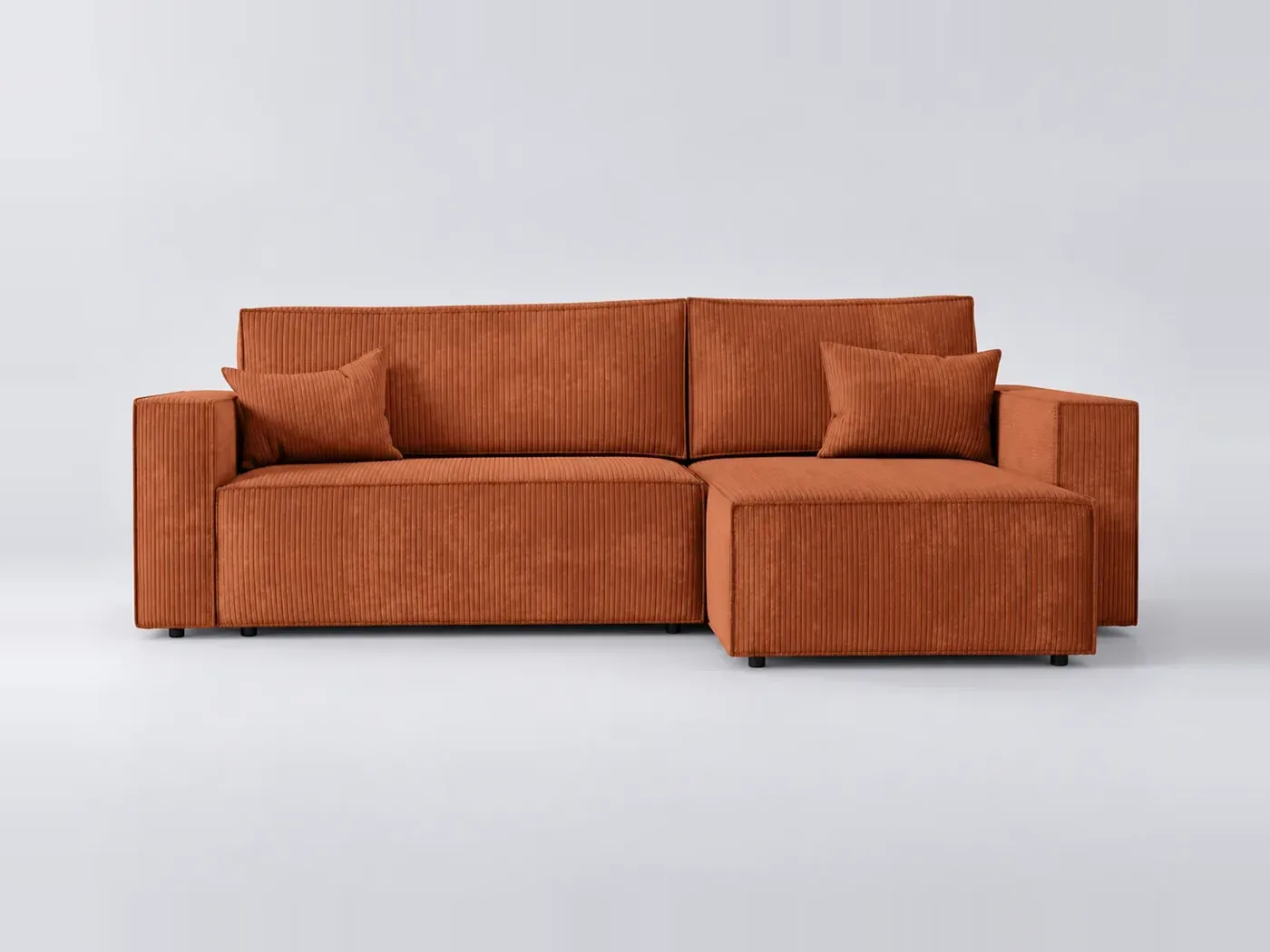 Canapé Clarisse Maisons du Monde, 3 places d'angle convertible, velours côtelé, coloris terracotta