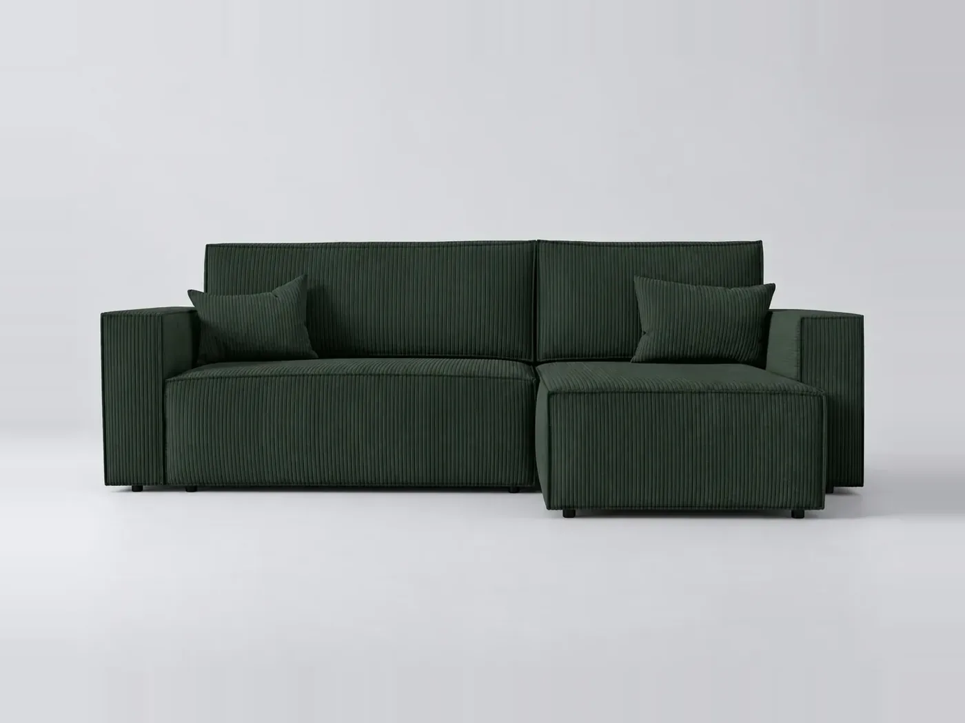 Canapé Clarisse Maisons du Monde, 3 places d'angle convertible, velours côtelé, coloris vert foncé