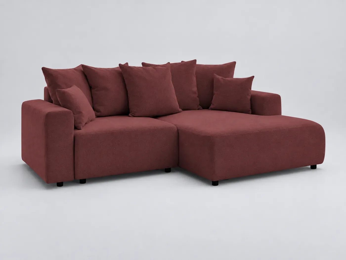 Canapé Atilla Bobochic, 3 places d'angle convertible, coloris rouge
