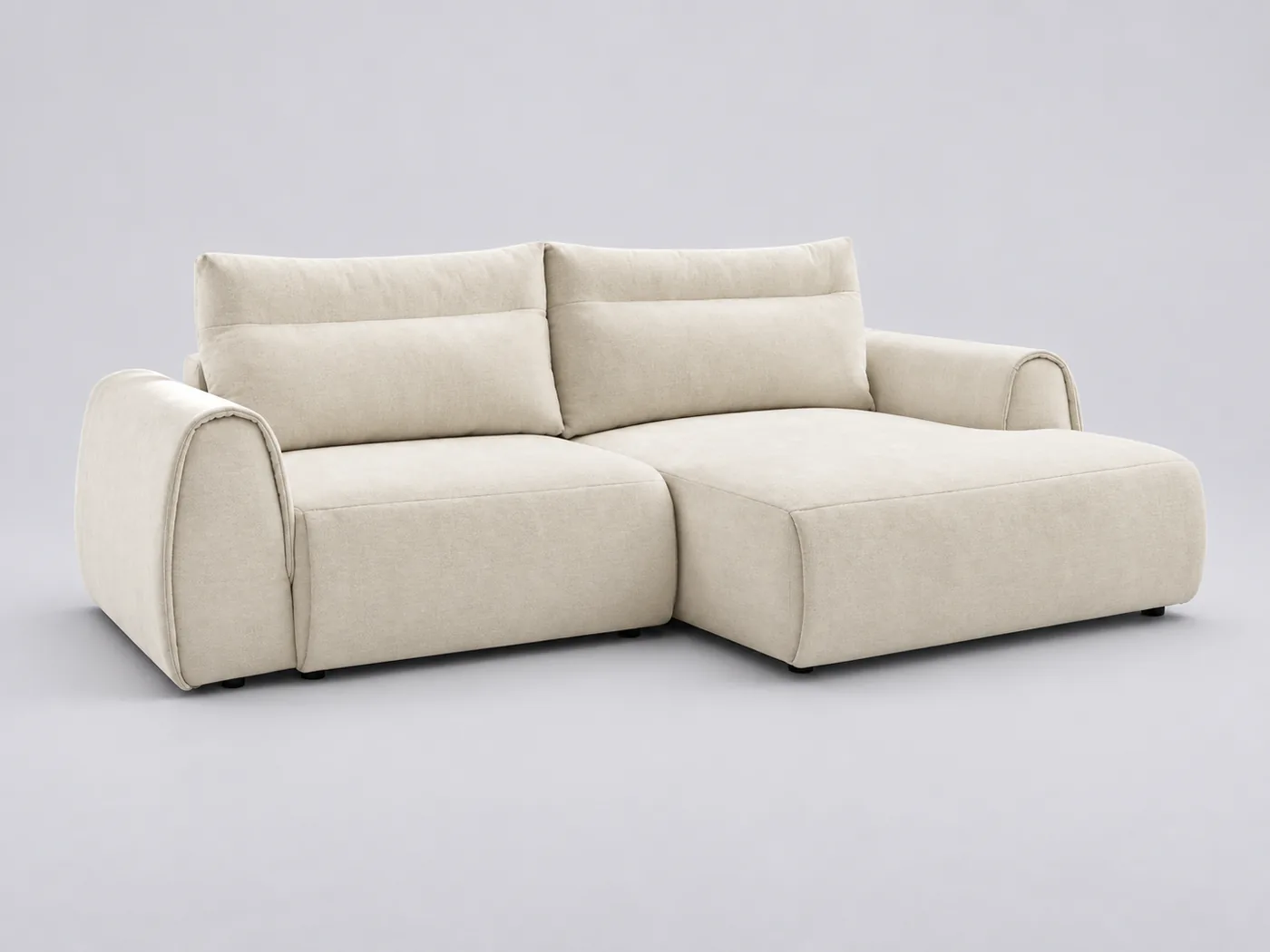 Canapé Aden Bobochic, 3 places d'angle fixe compact, coloris beige