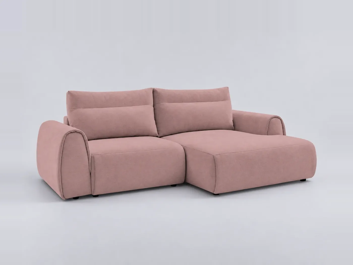 Canapé Aden Bobochic, 3 places d'angle fixe compact, coloris rose