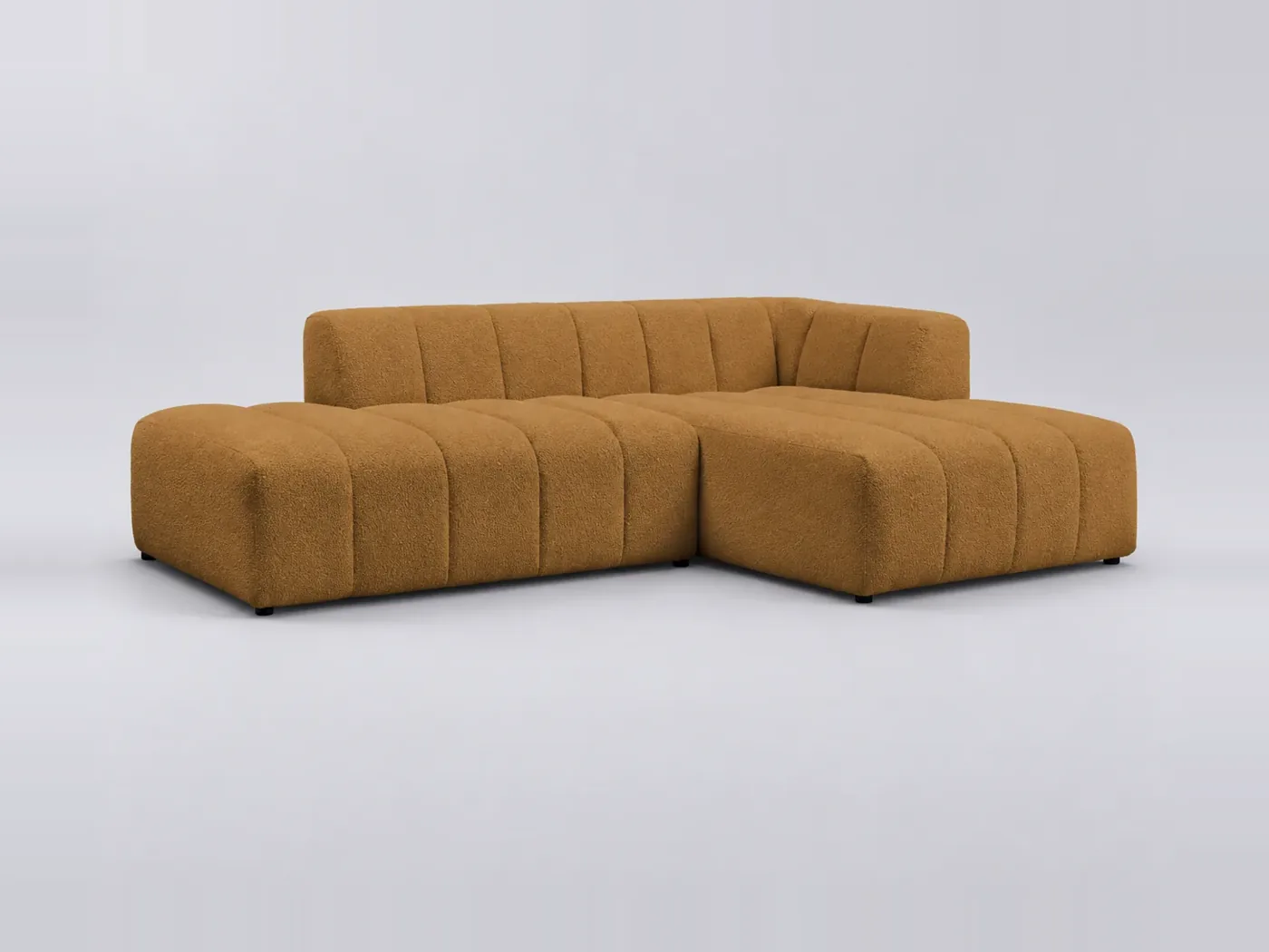 Canapé Annecy Bobochic, 3 places d'angle fixe modulable, bouclette, coloris jaune