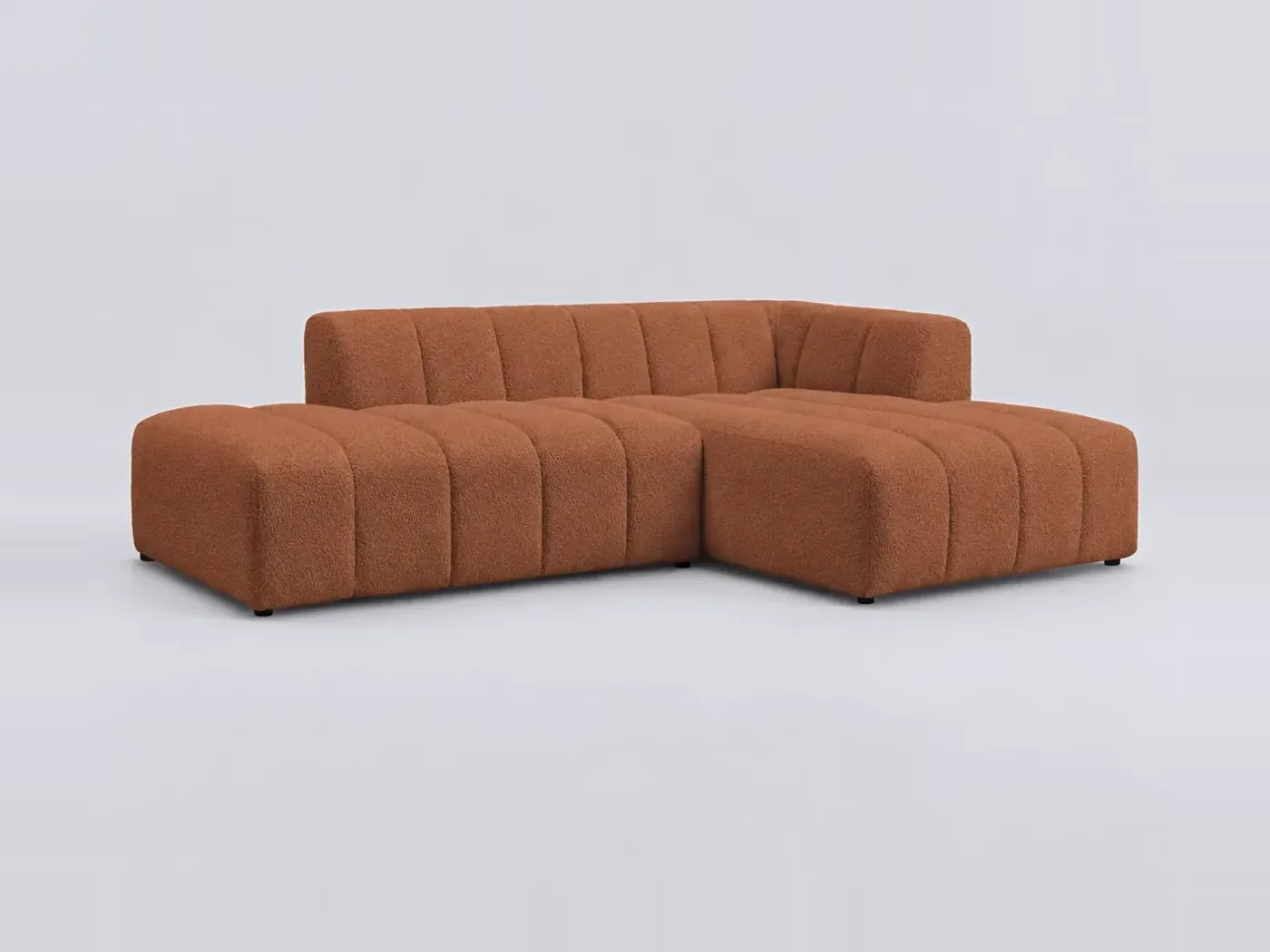 Canapé Annecy Bobochic, 3 places d'angle fixe modulable, bouclette, coloris orange