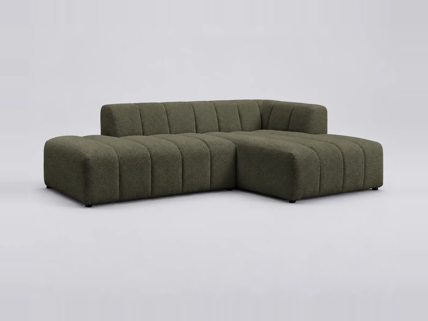 Canapé Annecy Bobochic, 3 places d'angle fixe modulable, bouclette, coloris vert
