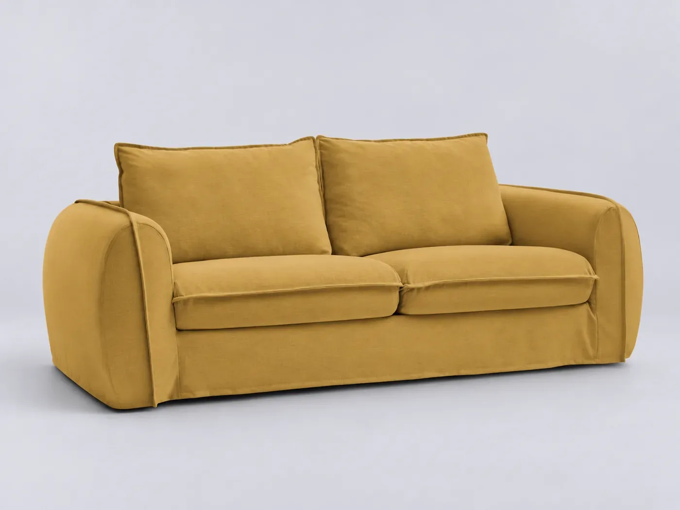 Canapé Archimede Bobochic, 3 places droit convertible express couchage 160x194, coloris jaune