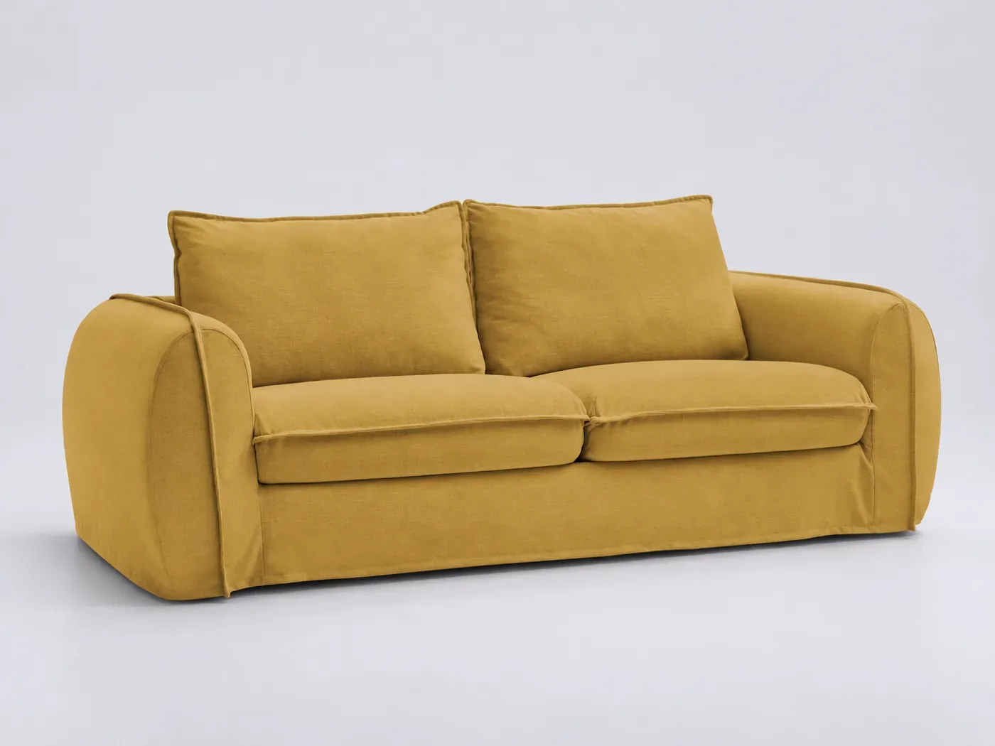 Canapé Archimede Bobochic, 3 places droit convertible express couchage 140x194, coloris jaune