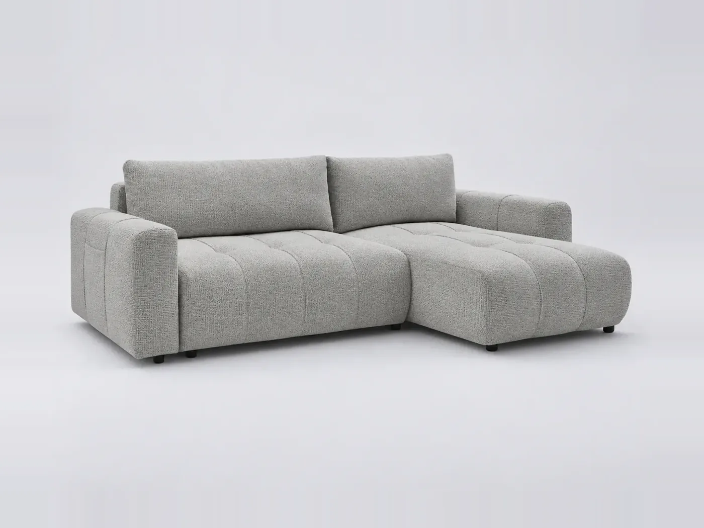 Canapé Arsene Bobochic, 3 places d'angle convertible réversible, coloris gris clair