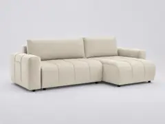 Canapé Arsene Bobochic, 3 places d'angle convertible réversible, velours, coloris beige