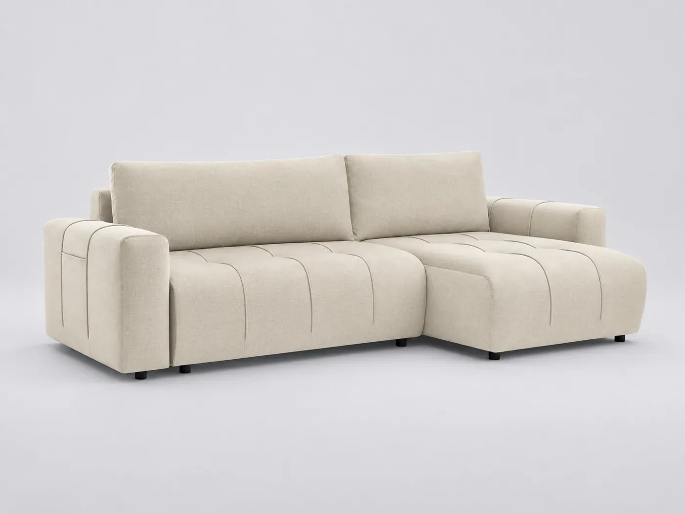 Canapé Arsene Bobochic, 3 places d'angle convertible réversible, velours, coloris beige