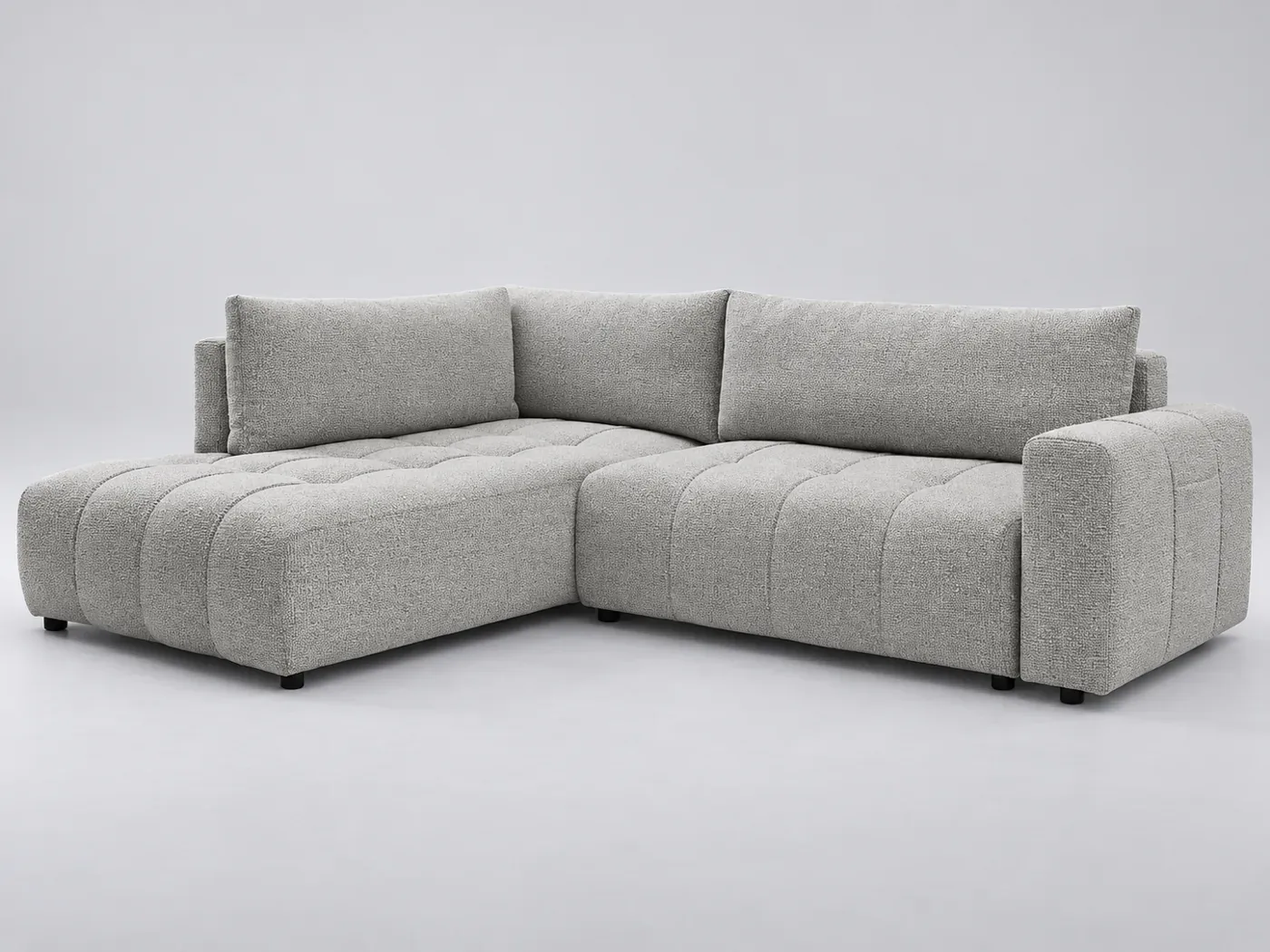 Canapé Arsene Bobochic, 3 places d'angle convertible en L, coloris gris clair