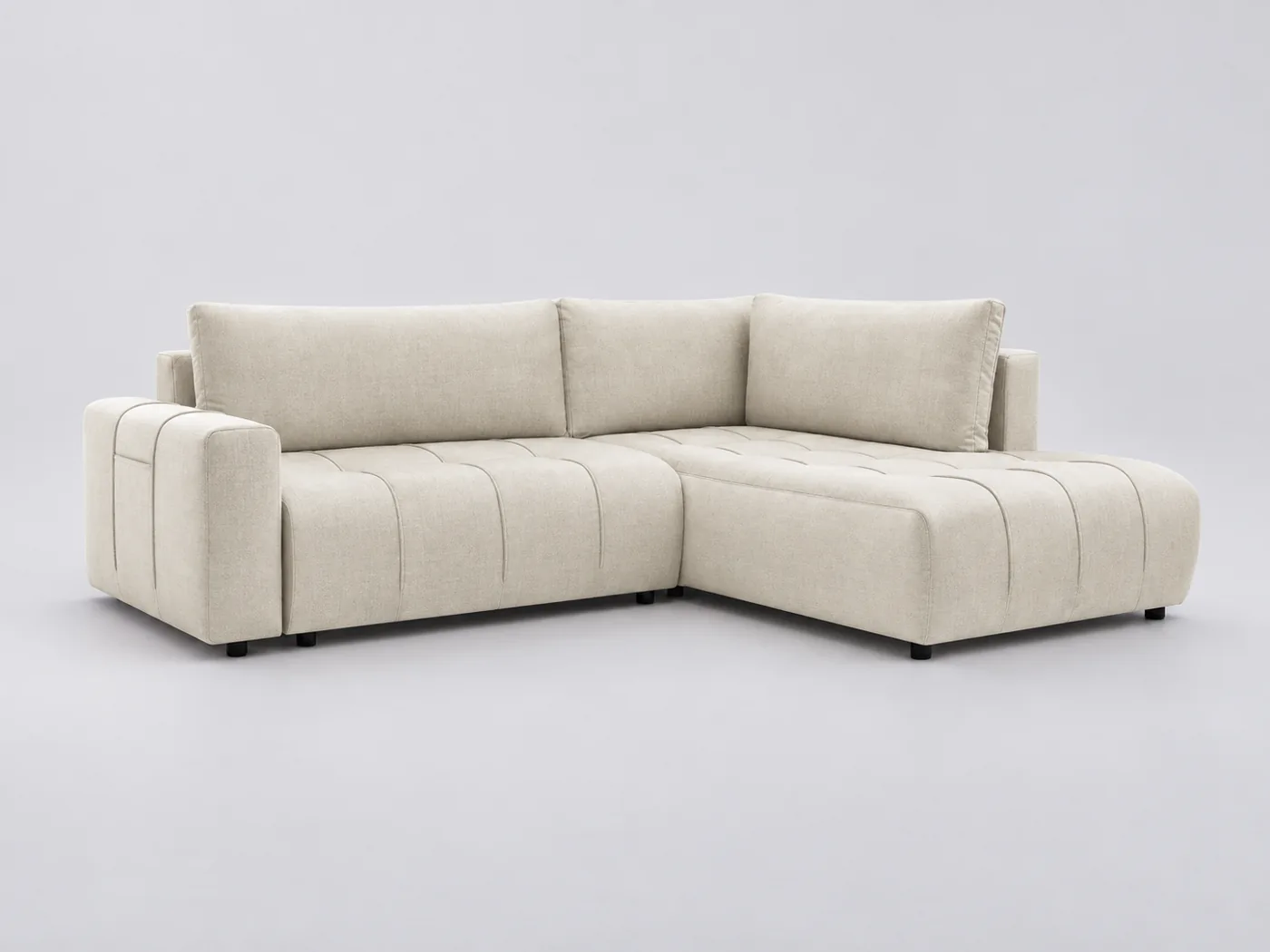 Canapé Arsene Bobochic, 3 places d'angle convertible en L, velours, coloris beige
