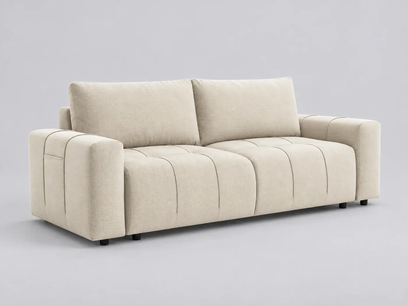 Canapé Arsene Bobochic, 3 places droit convertible, velours, coloris beige