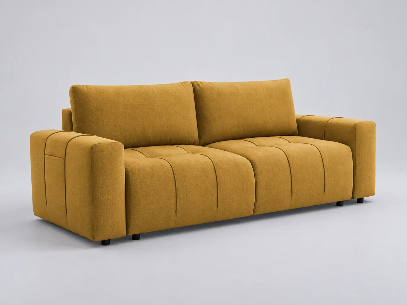 Canapé Arsene Bobochic, 3 places droit convertible, velours, coloris jaune