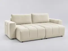 Canapé Arsene Bobochic, 4 places droit fixe assise profonde, velours, coloris beige