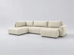 Canapé Arsene Bobochic, 5 places panoramique convertible, velours, coloris beige