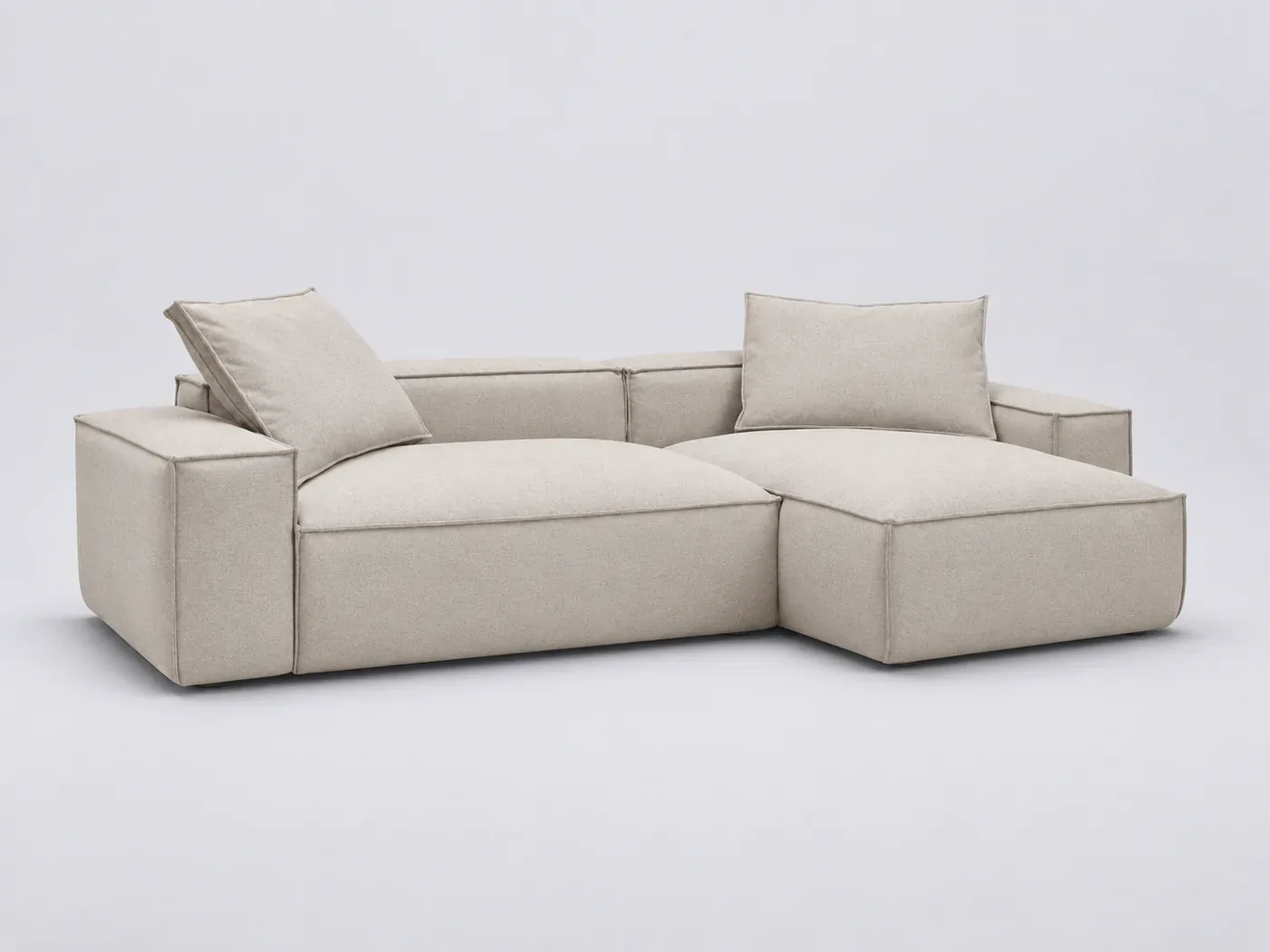 Canapé Boheme Bobochic, 3 places d'angle fixe réversible, coloris beige