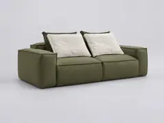 Canapé Boheme Bobochic, 3 places droit fixe, simili cuir, coloris vert