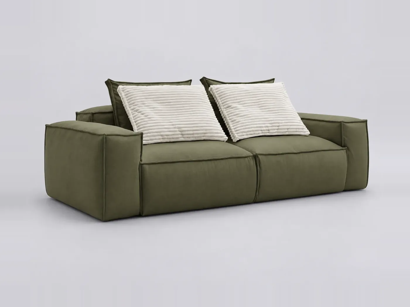 Canapé Boheme Bobochic, 3 places droit fixe, simili cuir, coloris vert